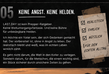 Papier mit den Prinzipien realistisch, ehrlich und nützlich